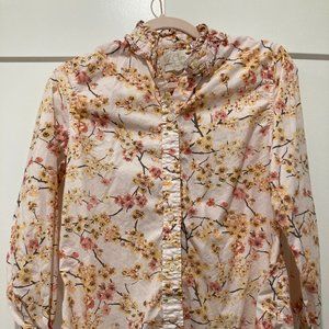 J. Crew cotton cherry blossom button-up shirt